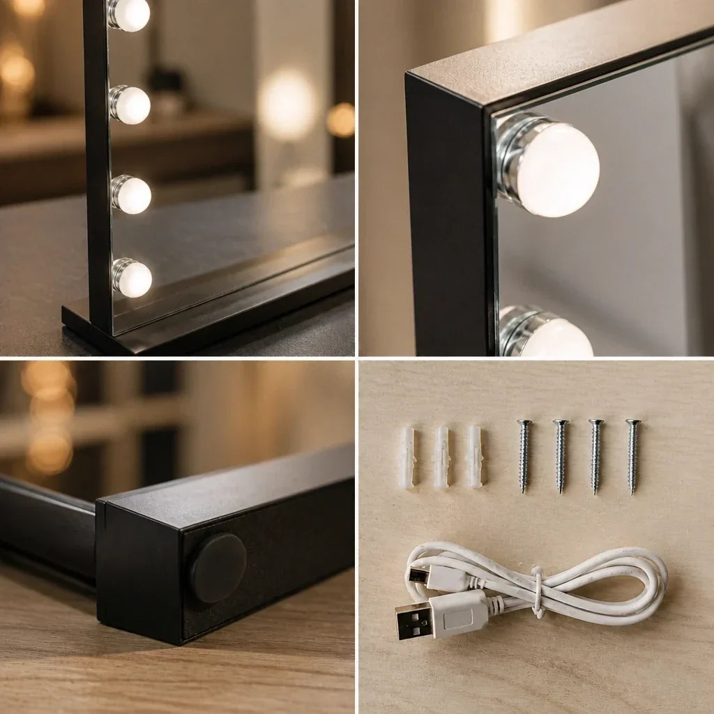 Makeup Mirror with Lights - Black