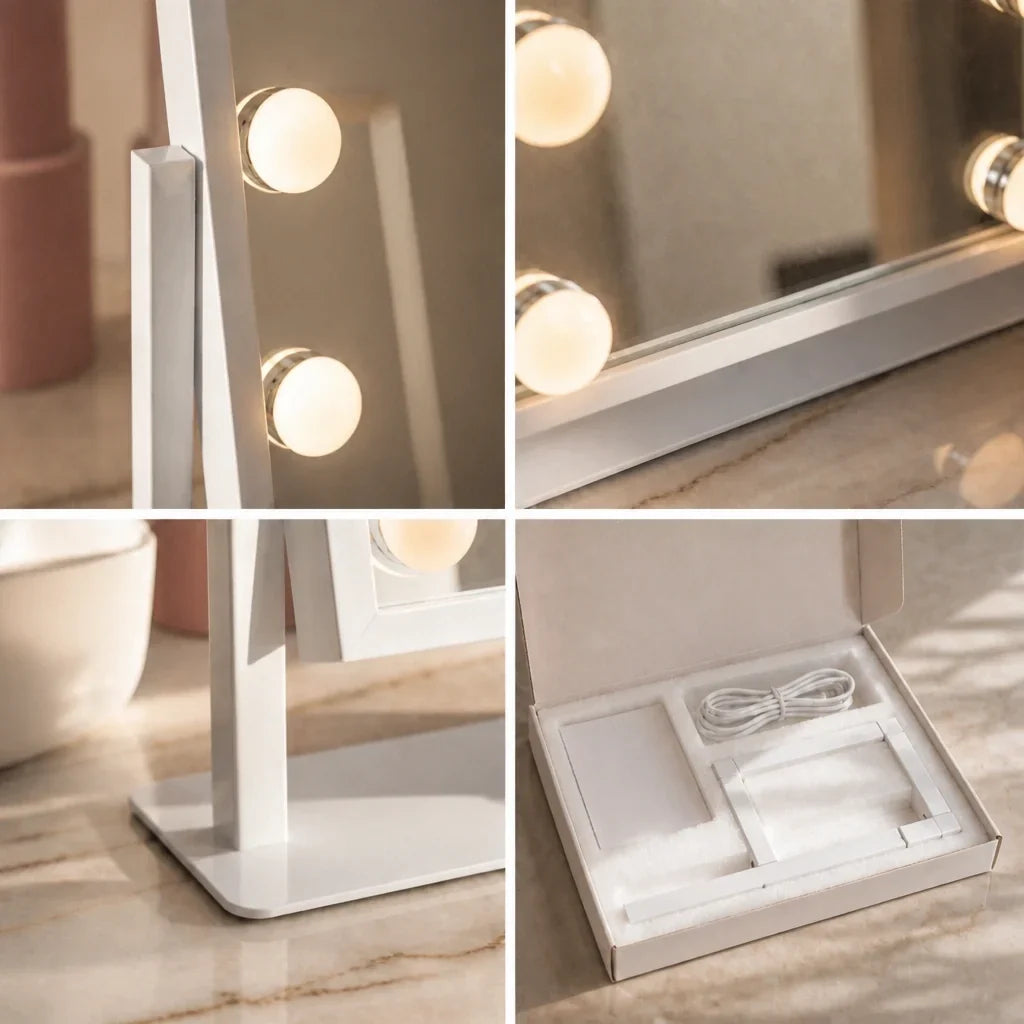 Makeup Mirror with Lights - White, Adjustable Angle