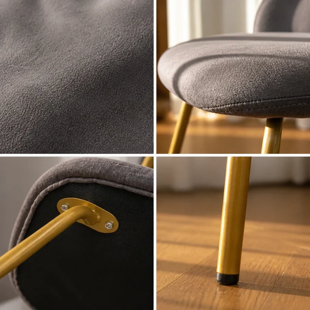 Dressing Table Chair - Black Velvet with Gold Legs