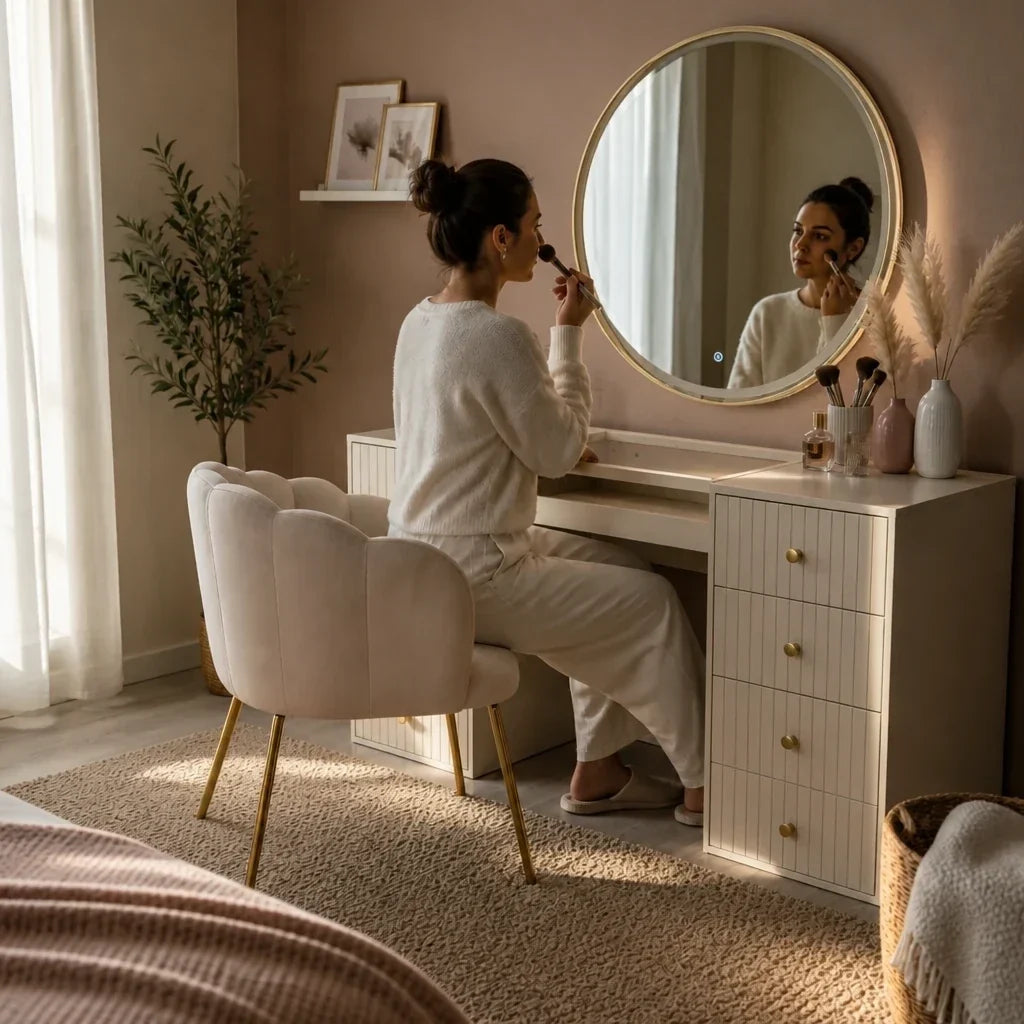 Dressing Table with Drawers - Beige, 150cm