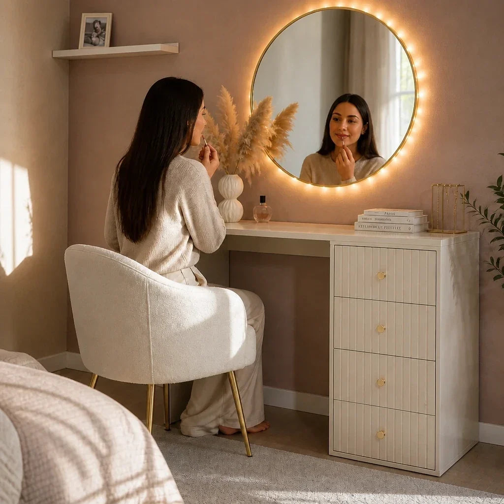 Dressing Table with Drawers - Beige, 120cm