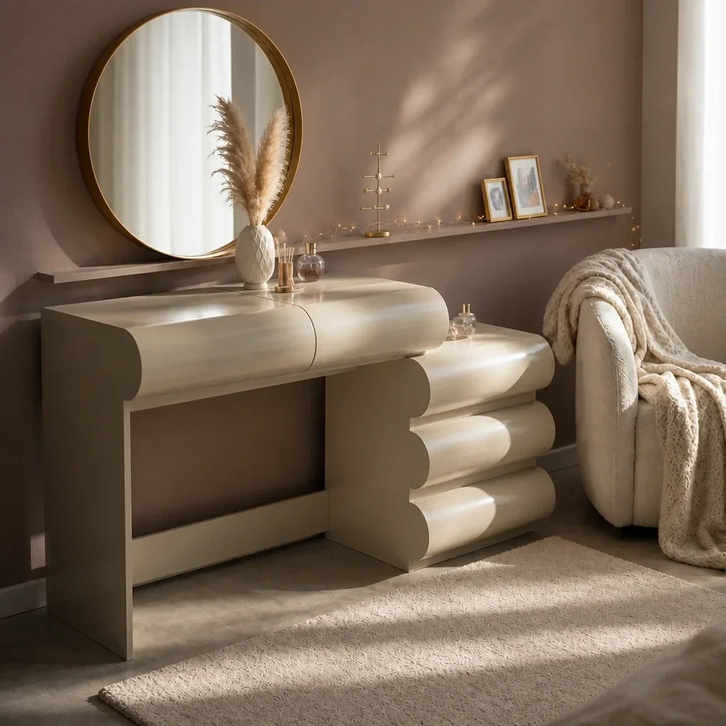 Dressing Table with Drawers - Beige, 140cm