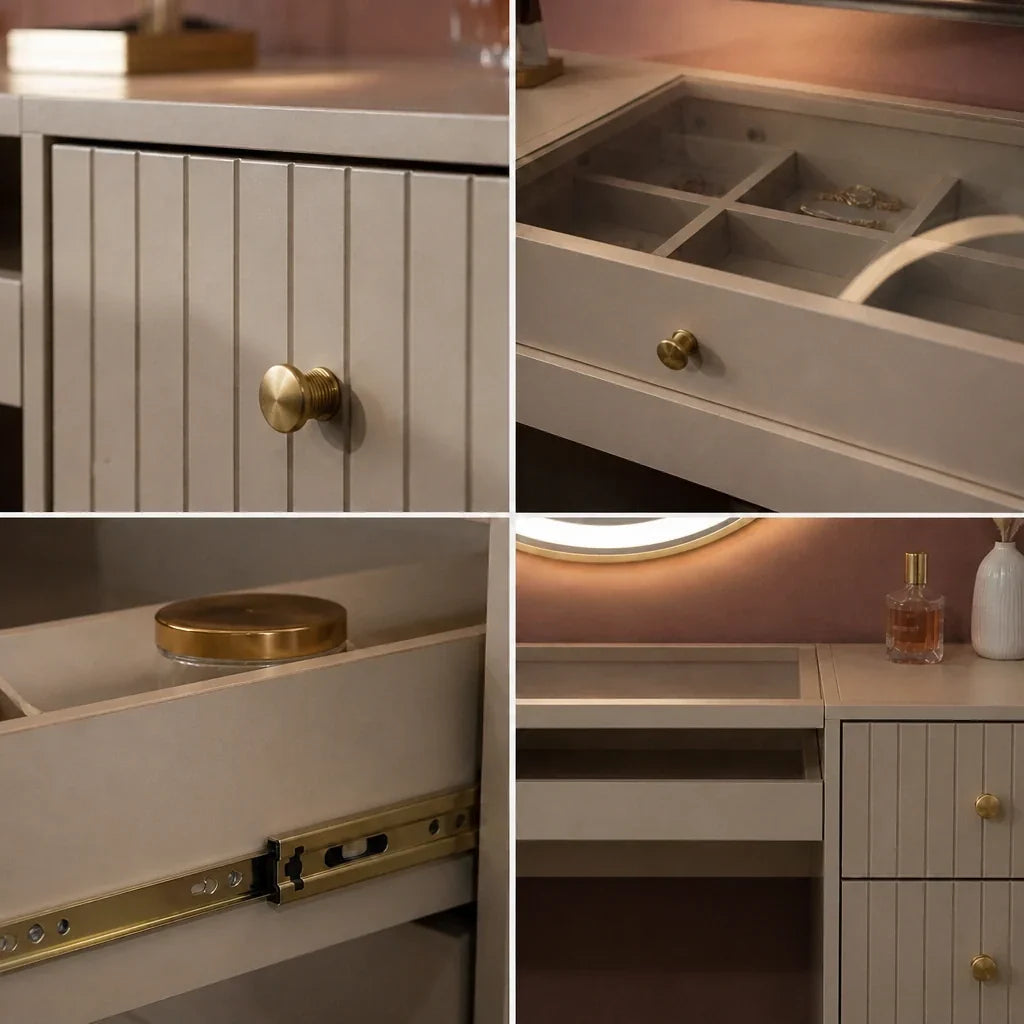 Dressing Table with Drawers - Beige, 150cm