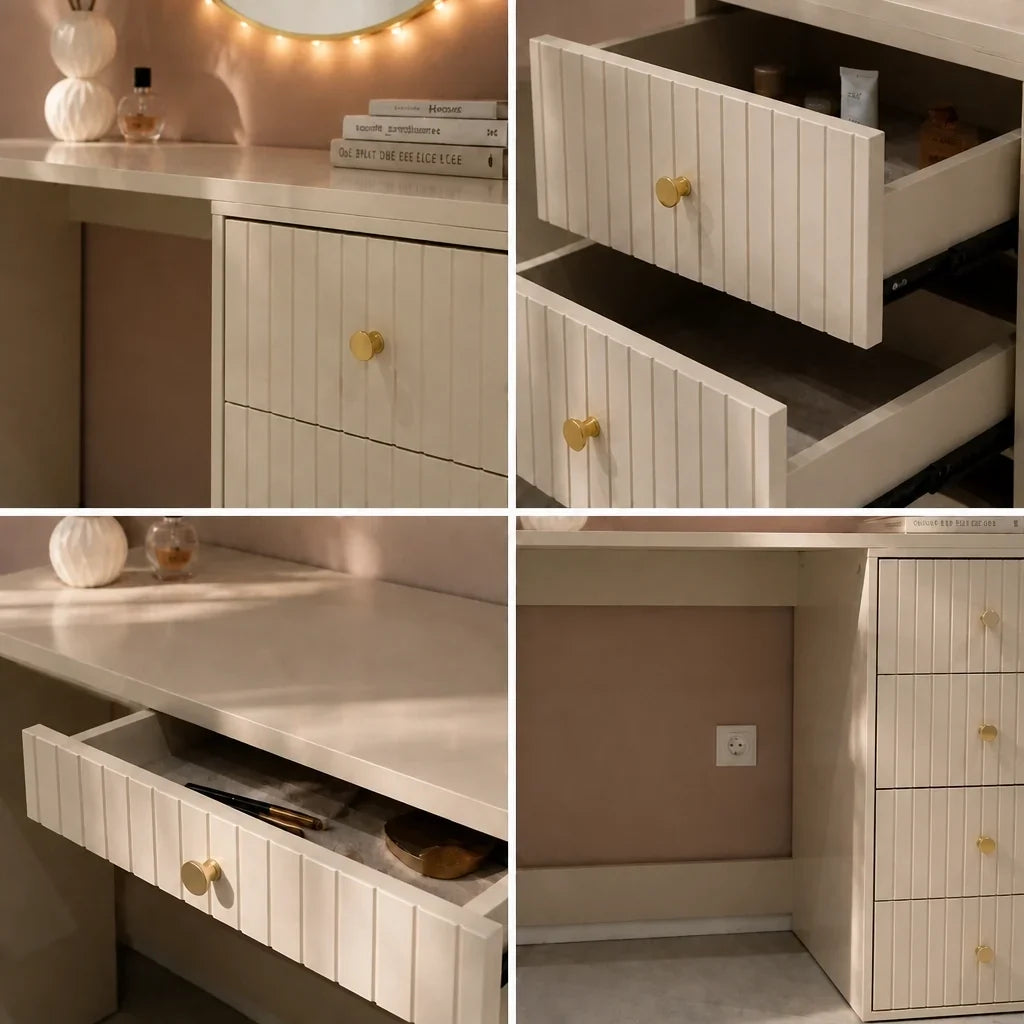 Dressing Table with Drawers - Beige, 120cm
