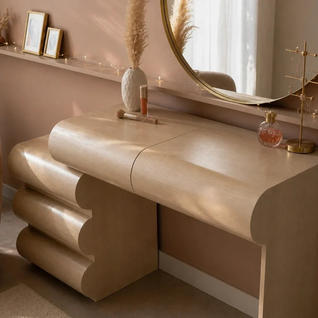 Dressing Table with Drawers - Beige, 140cm