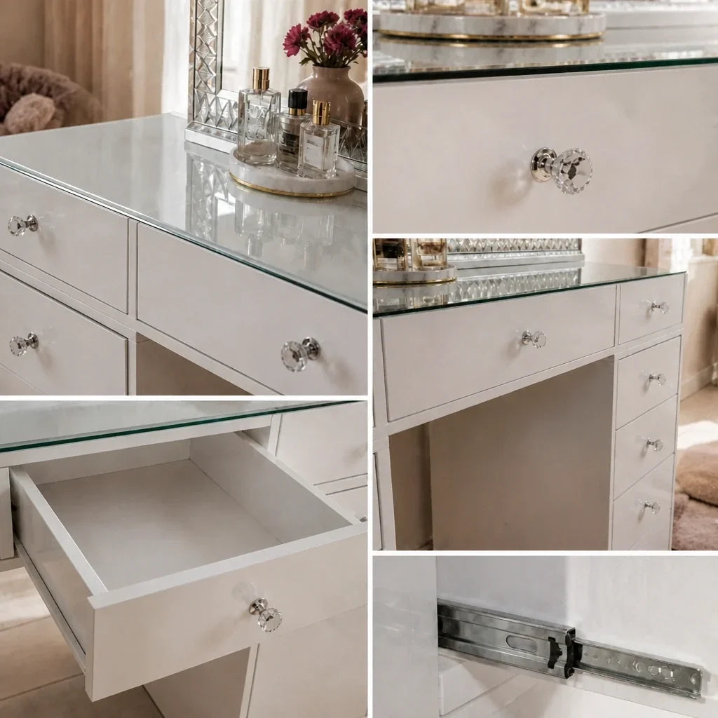 Dressing Table with Mirror 120x80 - White, 150cm